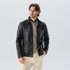 Men Stand Collar Zipper Faux Leather Motorcycle Jacket