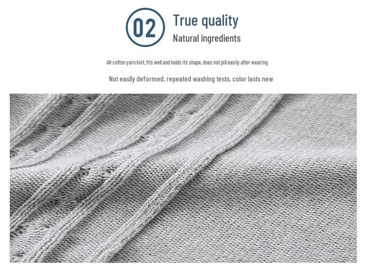 2025 New Autumn/Winter Men's Pure Cotton Cable Knit Cardigan: Youthful, Casual, V-Neck Sweater Coat, Thickened for Warmth.