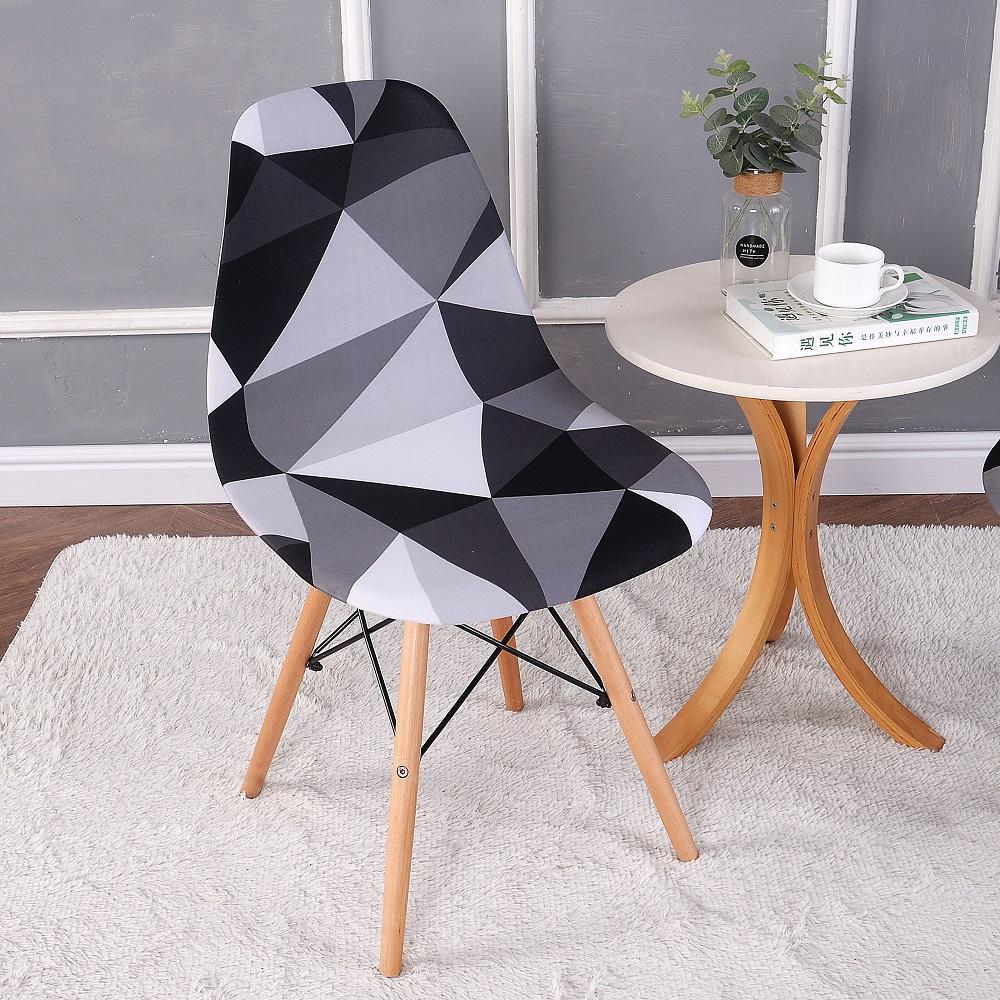 Stretchy Shell Chair Cover Short Back Scandinavian Adjustable Slipcover for Dining Bar Hotel Wedding Party Banquet