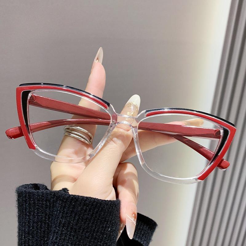 Personalized Retro Color Matching Cross-border Fashion Reading Glasses Anti-blue Light Triangle Cat's Eye Reading Glasses