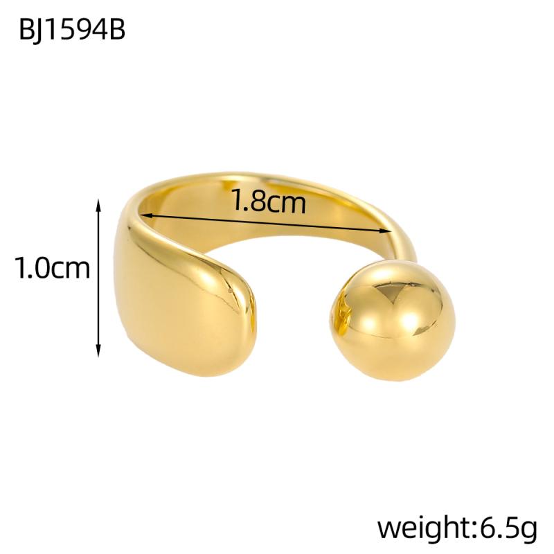 

CARLIDANA Chunky Big Gold Plated Ring C-Shaped Opening Water Drop Design Stainless Steel Material Fashionable for Women Gifts resizable