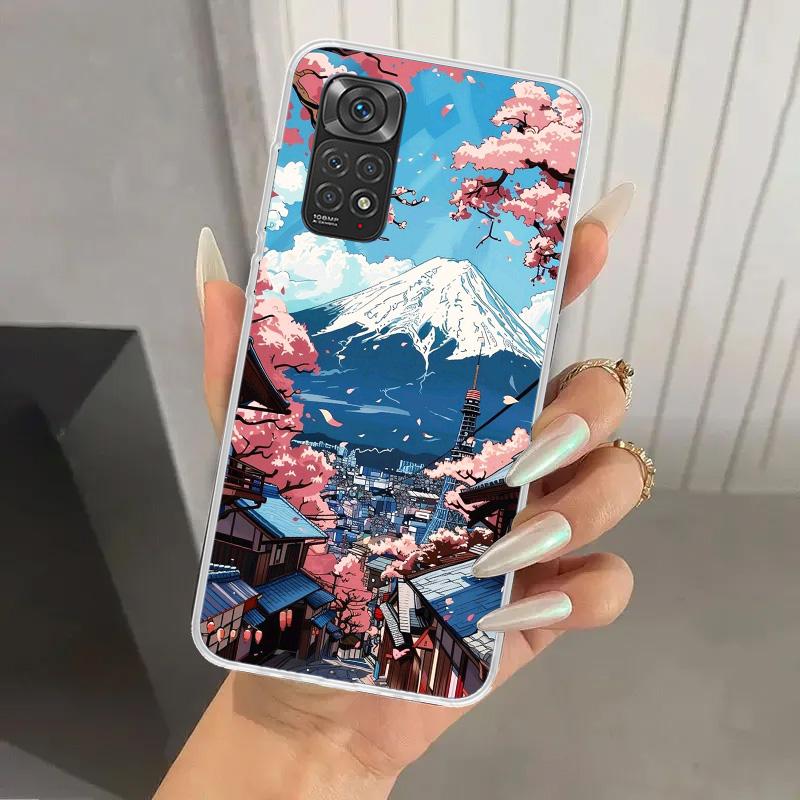 Japanese Cherry Mount Fuji Phone Case for Xiaomi Redmi Note 15 14 14S 13 12S 12 Pro 11S 11 Plus 11T 11E 10S Soft Funda Print She