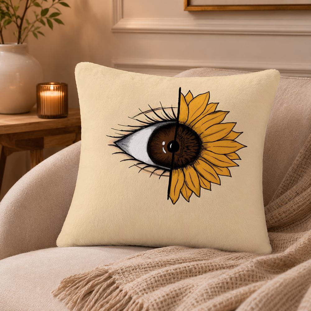 Sunflower Cushion Cover Anti-dustmite Pillowcase Invisible zipper silky short plush Sofa cushion cover