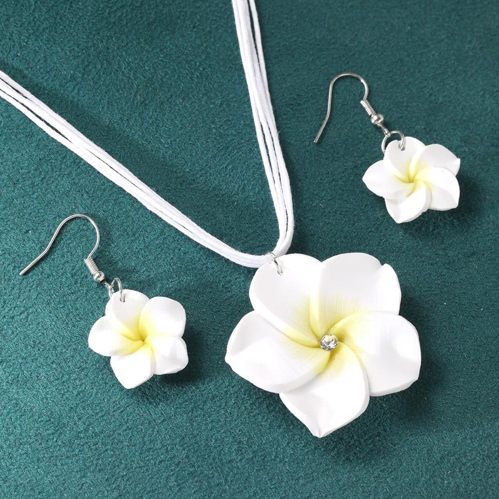 Egg Flower Flower Necklaces Earrings Bohemia Bohemia Style Jewelry Earrings Necklaces Set  Beach