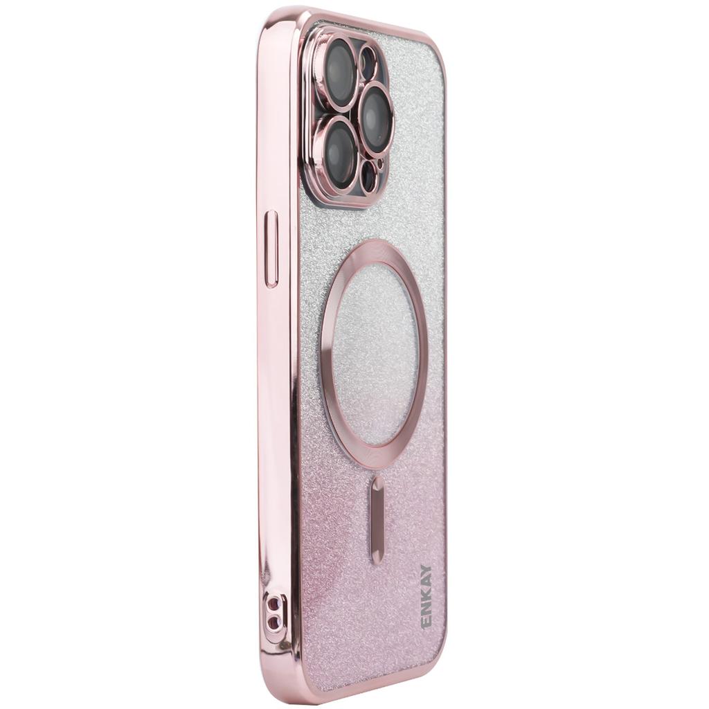 For iPhone 16 Pro Magnetic Case Glitter TPU Phone Back Cover with Lens Film