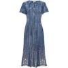 Johnature Woman Spring Niche Vintage Cowboy Chinese Style Dress Embroidery Single Breasted Fashion Short Sleeves Dress
