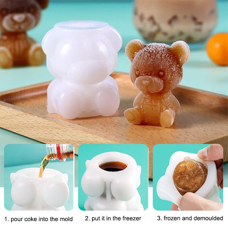 

Silicone Ice Mold Ice Cube Maker Bear & Rose Shape Chocolate Mold Diy Soap Mould Ice Cream Tool For Scotch, Coffee, Drink, Juice