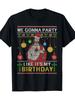 Unisex T-Shirt Men And Women Wears Santa Hat with Christmas Decorations And Holiday Printed. Funny Round Neck Outdoor Comfortable Casual Graphic Perfe