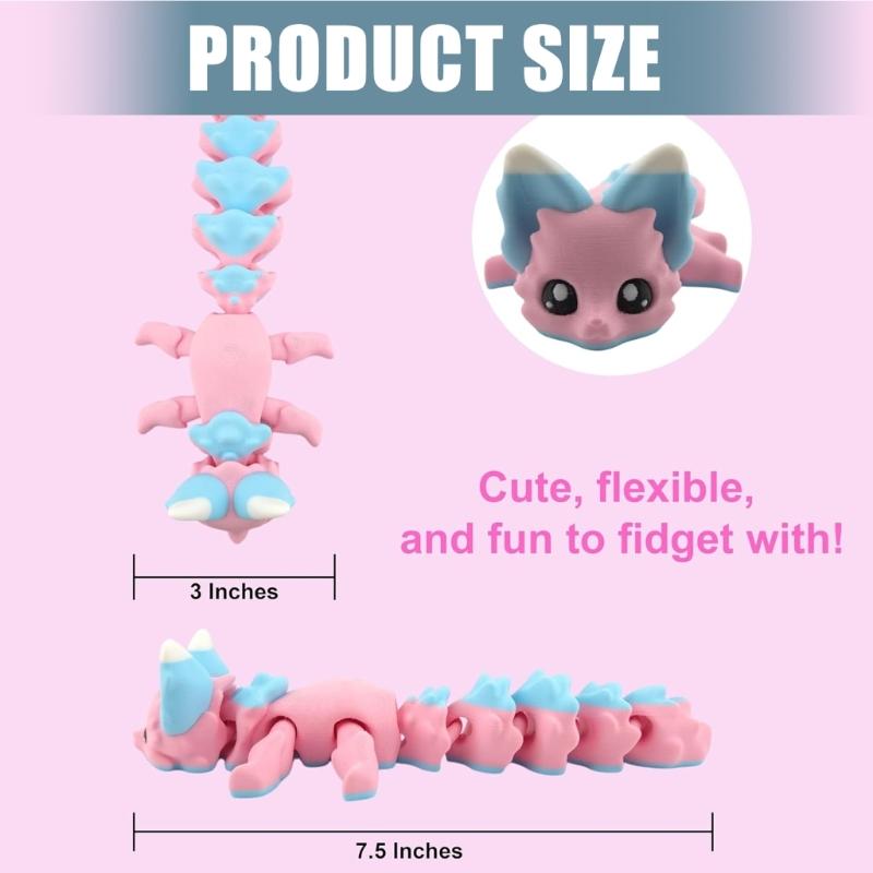 3D Printed Foxes Realistic Hairless Foxes Figurines Statues Table Ornament Cute Articulated Fidgety Toy for Pet Lovers