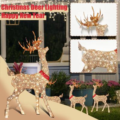 Beleuchteter Weihnachts-Hirschschlitten, Gartendekoration, Winterdekoration für Vorgärten