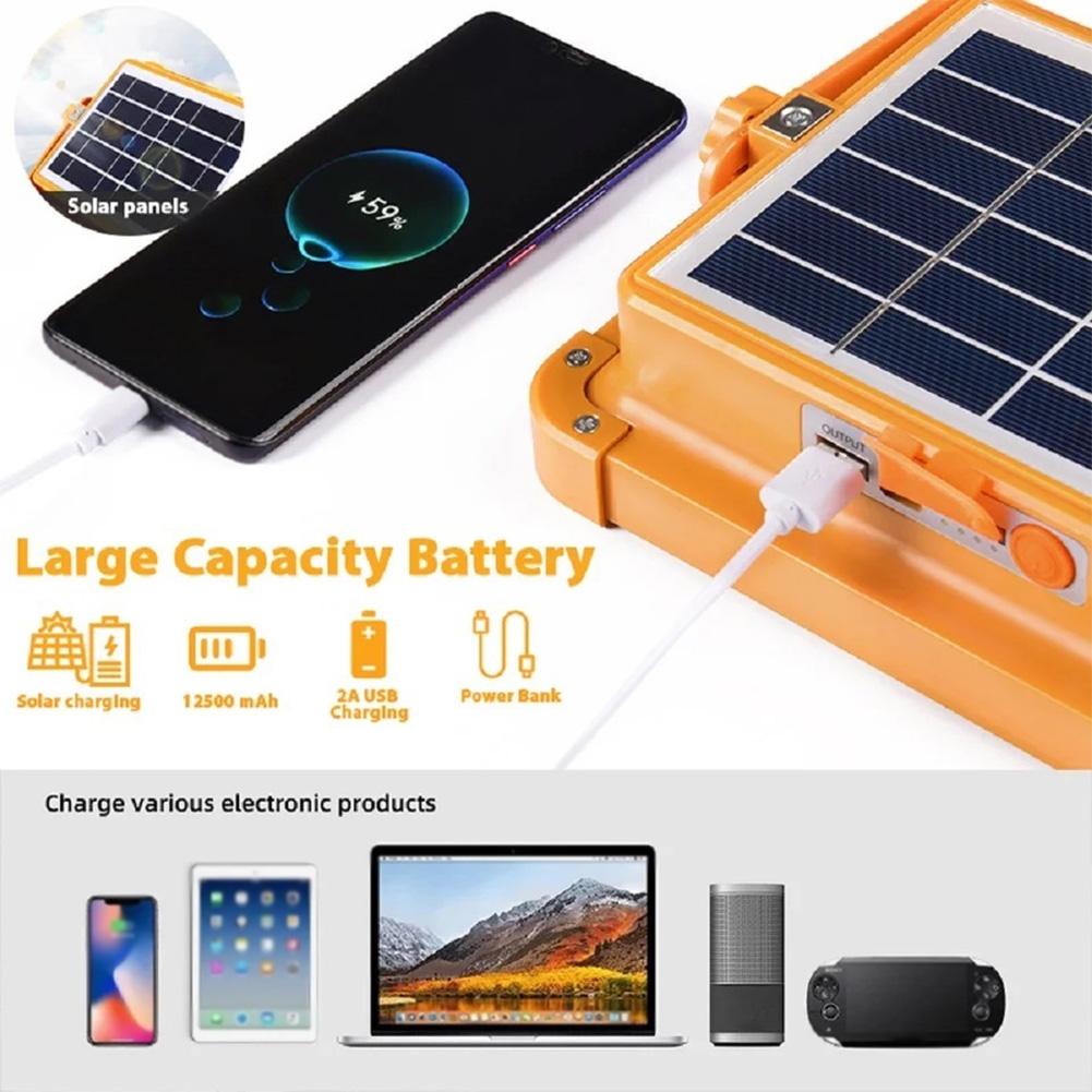 USB Rechargeable LED Solar Flood Light 400W Outdoor Emergency Light Strong Light Portable Camping Tent Lamp Work Repair Lighting