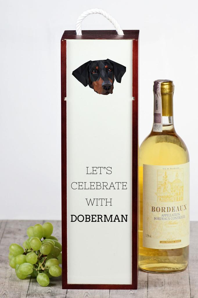 Doberman, Dobermann - Geometric Box With Photo And Inscription For Wine Brand Art-Dog