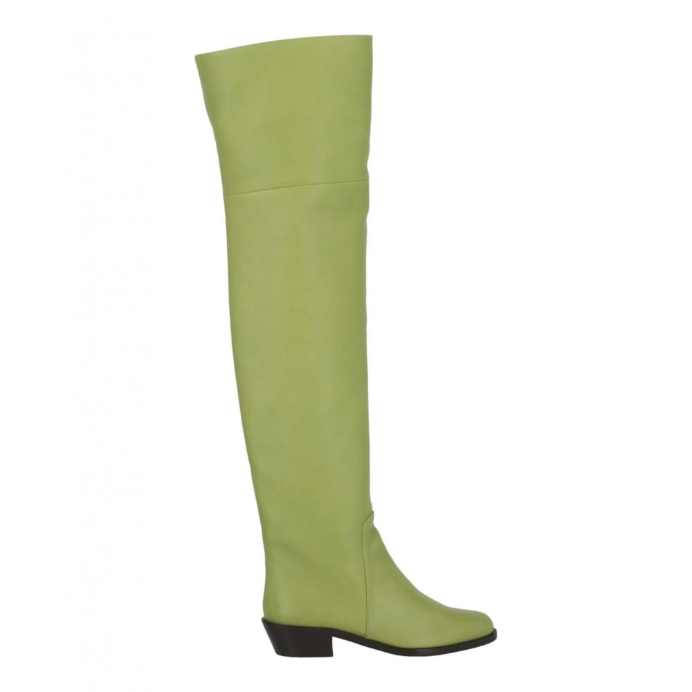 

Salvatore Ferragamo Bucaneve LeaTher Over The Knee Boots Green US 6.5