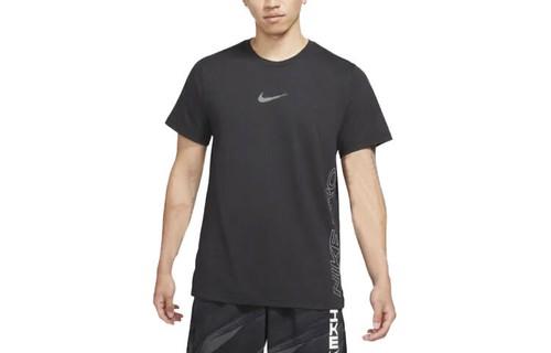 Nike Solid Color Training Logo Print Short Sleeve T-Shirt M чёрный