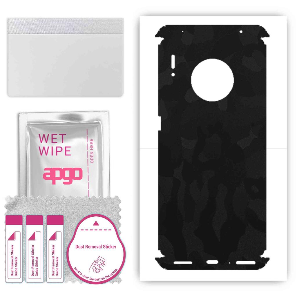 apgo Adesivo Protettivo Skin per retro+lati compatibile con Huawei Mate 30 Pro 5G, Pellicola Avvolgente Completa, Pellicola, Vinile - Motivo Mimetico Nero