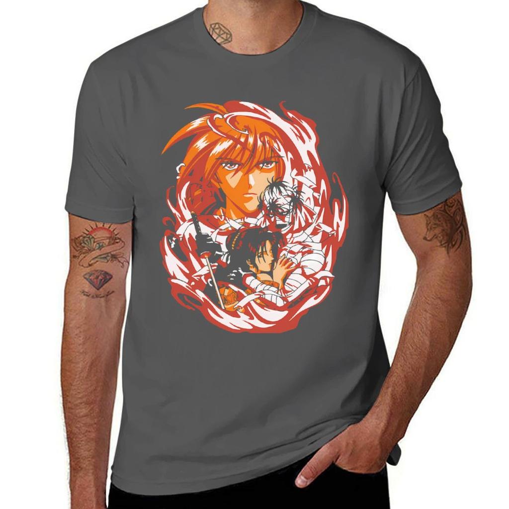 Rurouni Kenshin Retro Vintage Tshirt Outdoor Work Short Sleeve Top