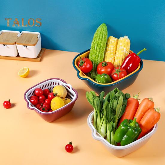 8-teiliges Abtropfbecken für die Küche, ausgehöhlt, schnelle Entwässerung mit kleinen Ohren, Abtropfkorb, Obstsalat, Waschen, Aufbewahrung, Sieb, Abtropffläche, Gemüsereinigung