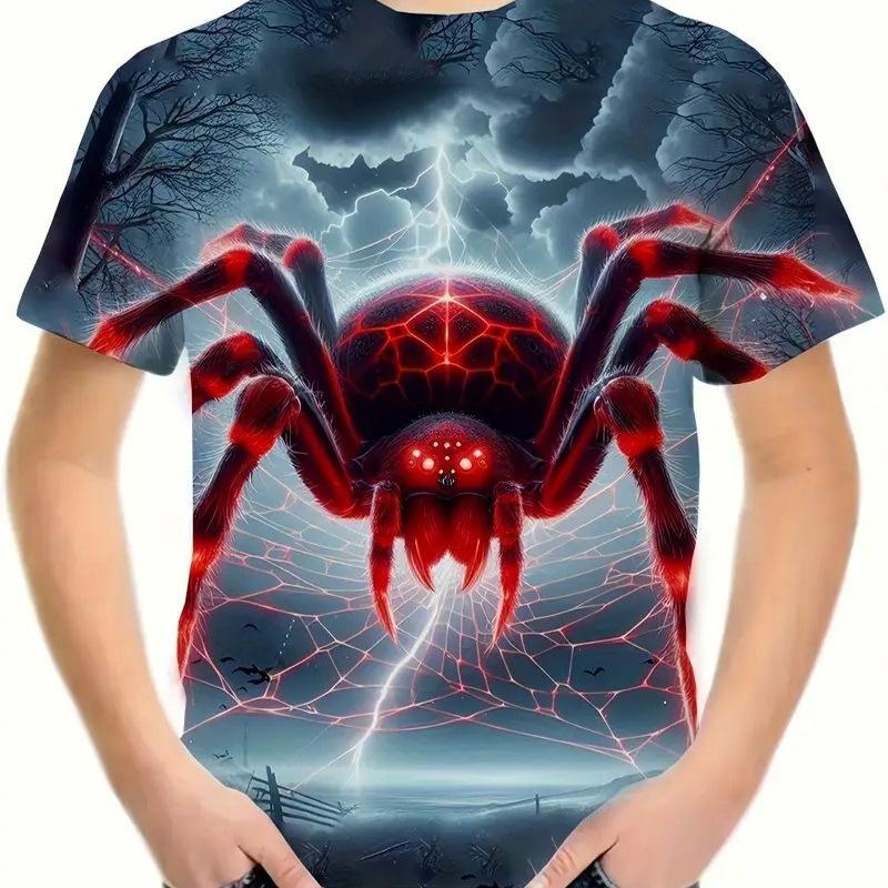 

Детская футболка с 3D-принтом, летняя новая детская футболка с короткими рукавами и рисунком аниме-паука с 3D-принтом, с круглым вырезом и короткими рукавами 170