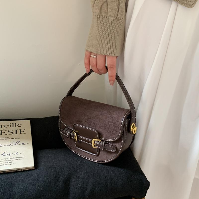 Niche Texture Handbag Bag Women's New Autumn and Winter Shoulder Messenger Bag High-end Retro Saddle Bag