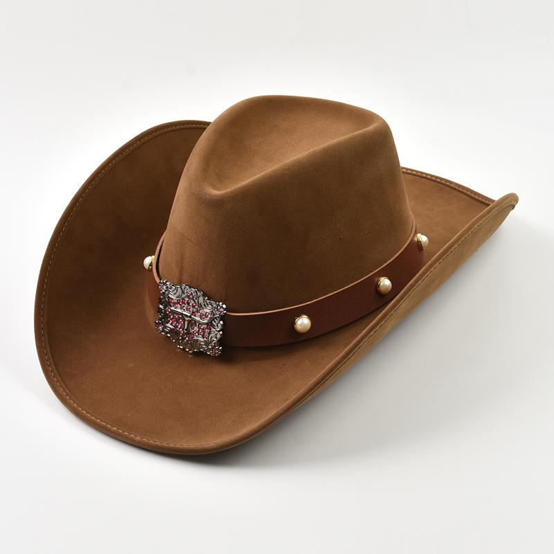 Vintage Suede Western Cowboy Hats for Men Women Big-edge Gentleman Cowgirl Jazz Hat Holidays Party Cosplay Hat