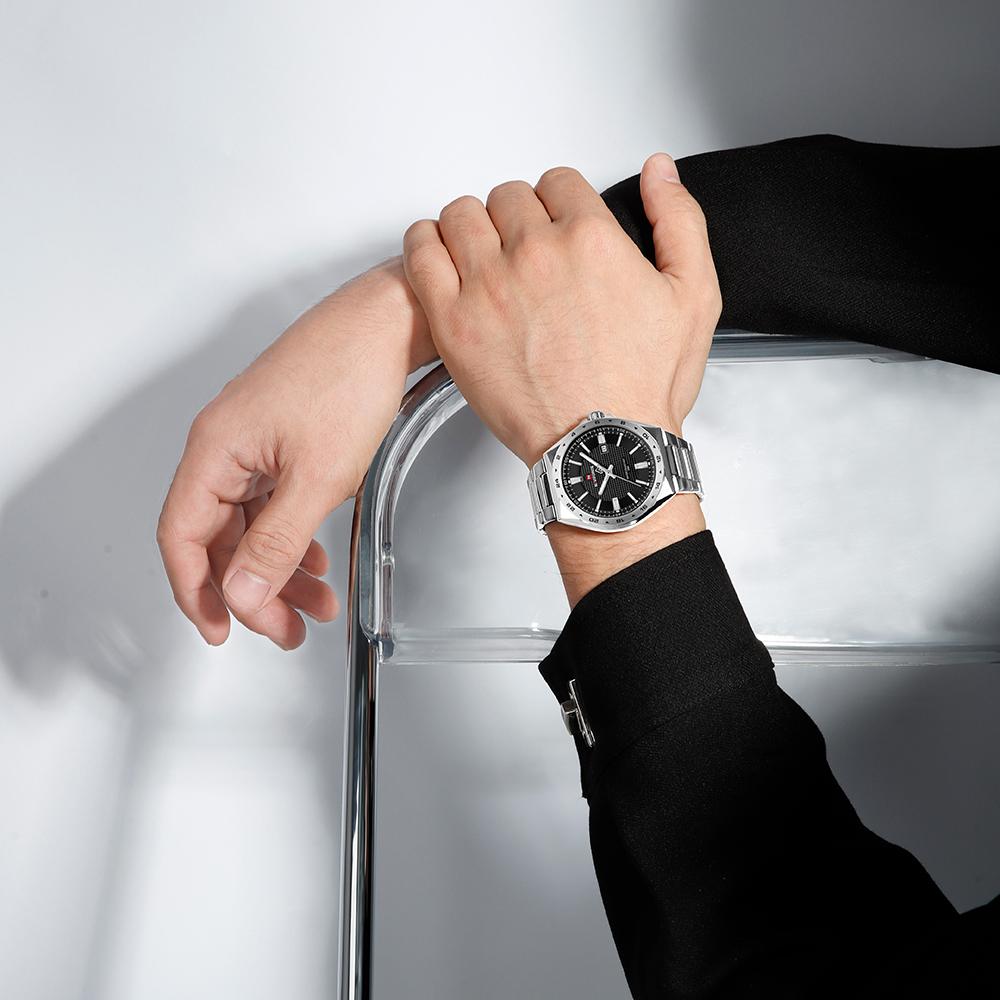 Naviforce Original Quartz Watch for Men Calendar Stainless Steel Strap Luminous Pointer Round Case Waterproof Men Watch NF9266