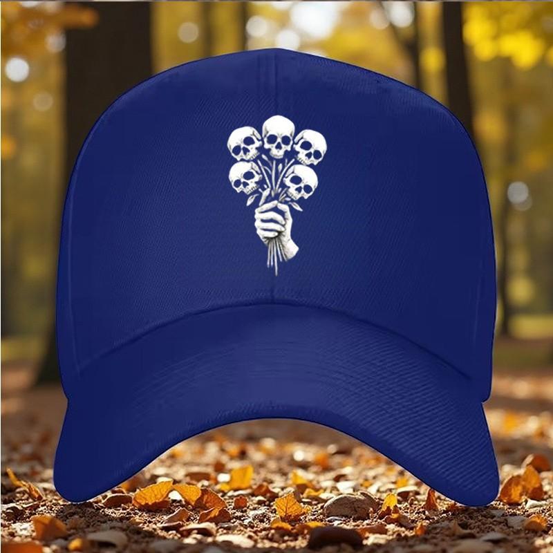Skull Bouquet Baseball Cap Unisex Polyester Sun Shade Hat Adjustable Outdoor Style