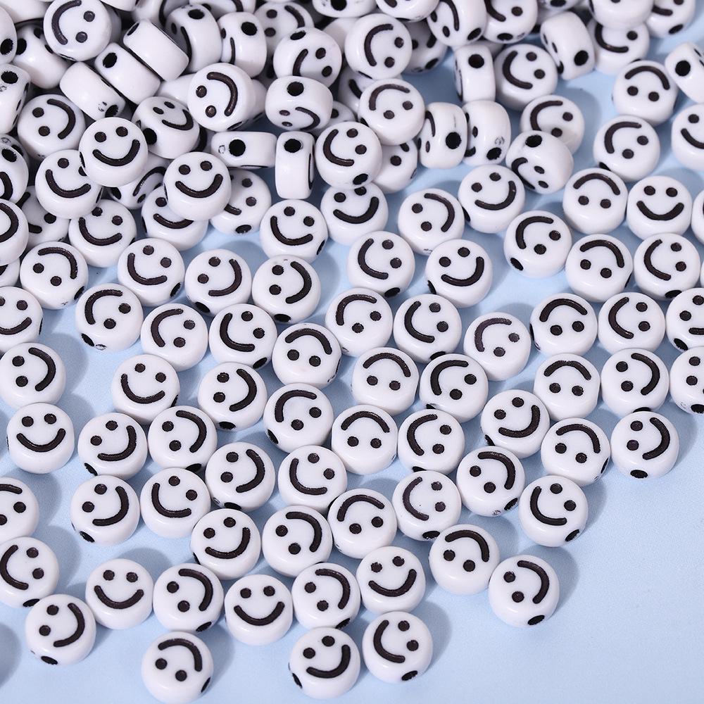 Smiley Face Acrylic Beads for DIY Jewelry - Round, Colored Beads for Children's Bracelets & Necklaces