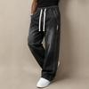 Herren Jeans mit geradem Bein, elastischem Bund mit Kordelzug, lockerer Passform und Used-Look