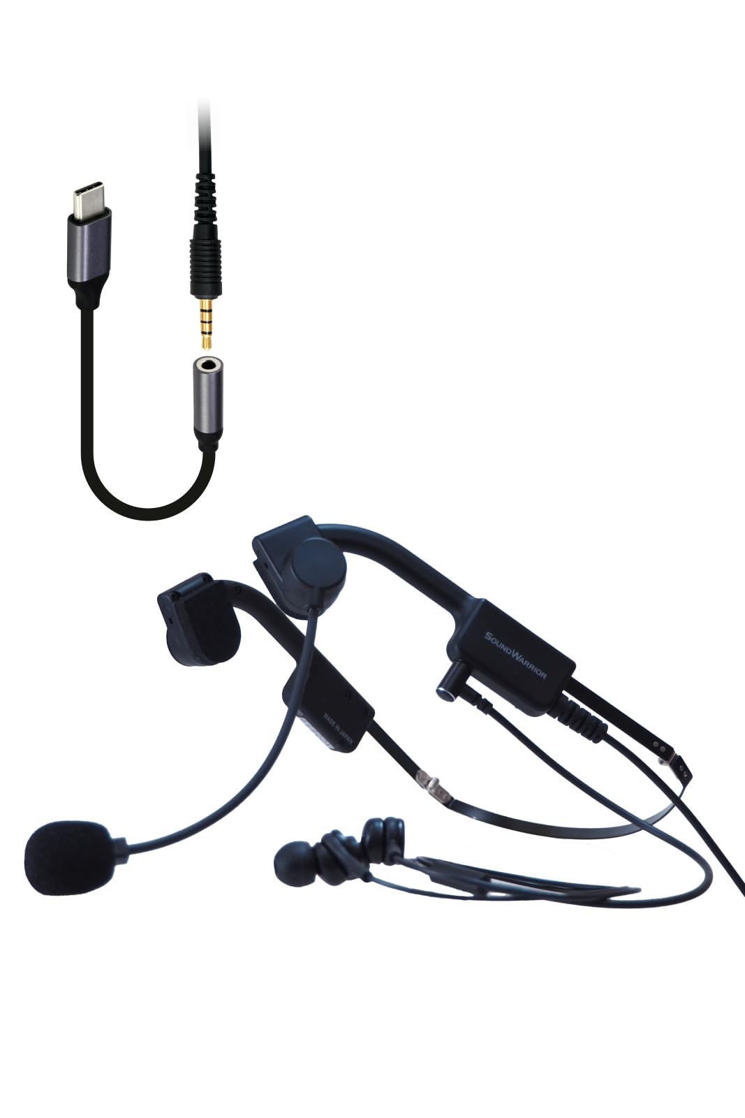 

SOUNDWARRIOR Dual Earphone Adapter Original Dedicated Case Made in B-Frame-air Headset, Type, Ultra-lightweight, Wired, Foldable, USB-C + Included,