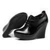 Fashion GKTINOO Lace Up Wedges Shoes for Women 2025 Autumn Platform Pumps Woman High Heels Black Office Shoes Ladies Plus Size 33-41