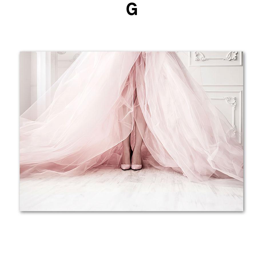 Dievča v okne Ružová pivónia Kvet Šaty Vysoké podpätky Nástenná potlač Plátno Maľba Severský plagát Nástenné obrazy pre dekoráciu obývacej izby