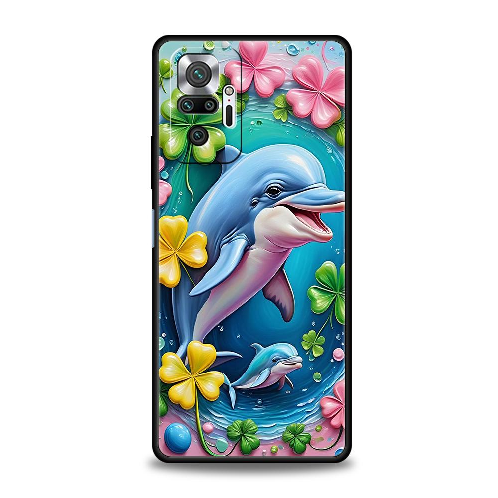 Ocean Animal Cute Dolphin Sea Turtle Phone Case Cover for Redmi 14C 10C 9 Note 14 13 12 10 11 Pro Plus K40 K50 Pro Soft TPU Bags