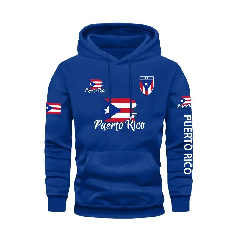Men's Puerto Rico Flag Hoodie Casual Long Sleeve Sweatshirt Front Pocket Comfortable and Stylish for Fall/Winter