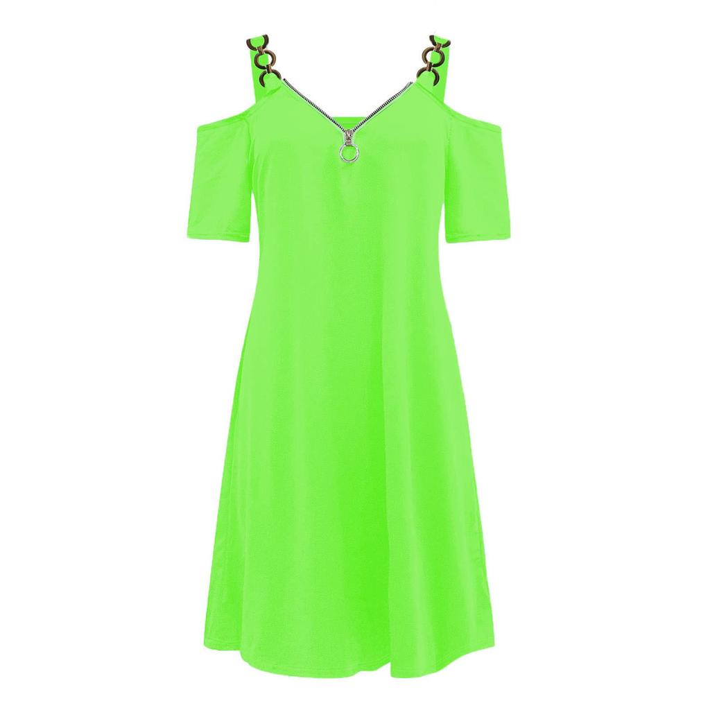 2026 Women's Fashion Zipper V-neck Off-the-Shoulder Camisole Dress