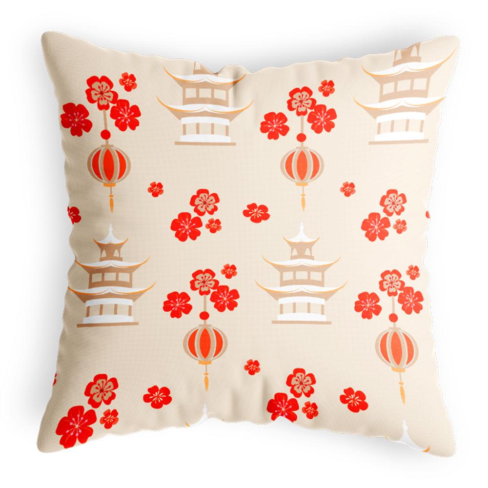 Nachtkissen Kissenbezug Mehrfarbig Baumwolle und Leinen Druck Esszimmerstuhl Rückenlehnenkissenbezug Satin Chinesischer Stil Serie Kissenbezug