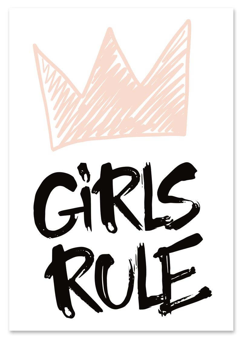 

Plakat z napisem girls rule różowa korona 30x40 cm