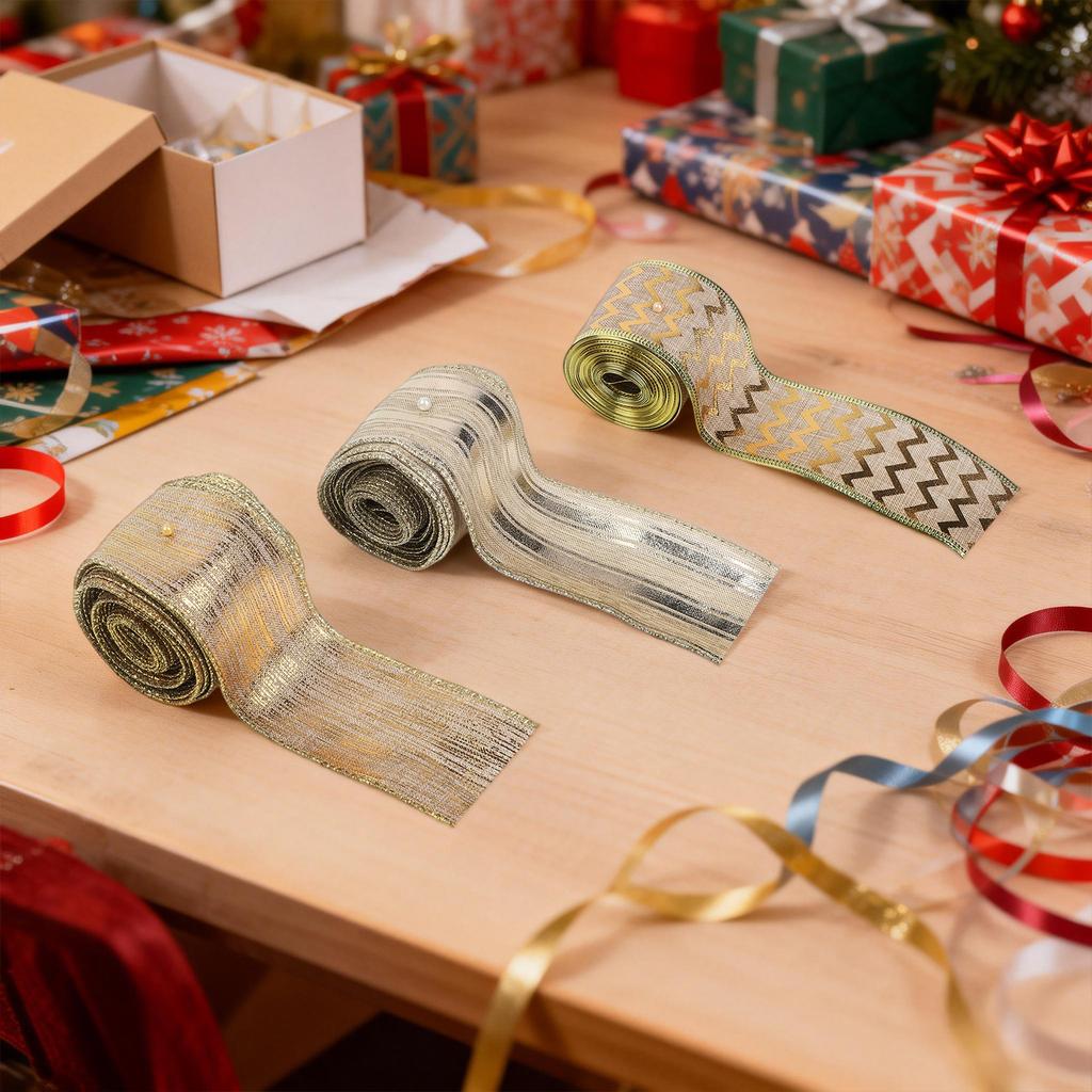 Burlap Ribbon Christmas Wreath Ribbon 1.97 * 196.85 Inches Beautiful Bow Making Mixed Set Ribbons Holiday Craft Supplies