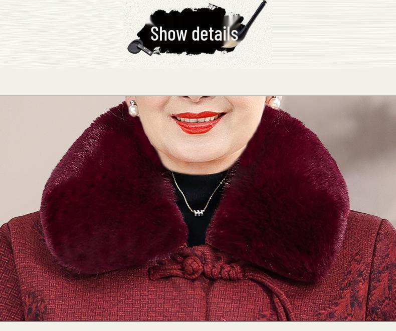 Plus Size Winter Fleece Jacket for Moms and Grandmas - Warm Cotton Coat for Mid-Aged and Elderly Women