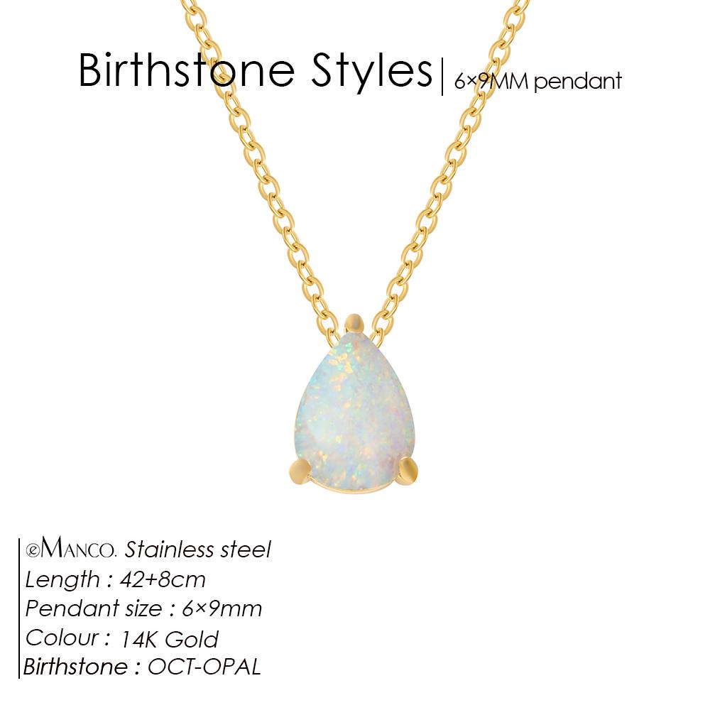 eManco Hot Sale Shiny Crystal Necklace Stainless Steel Teardrop Zirconia Pendant Women's Birthstone Collarbone Chain Wholesale