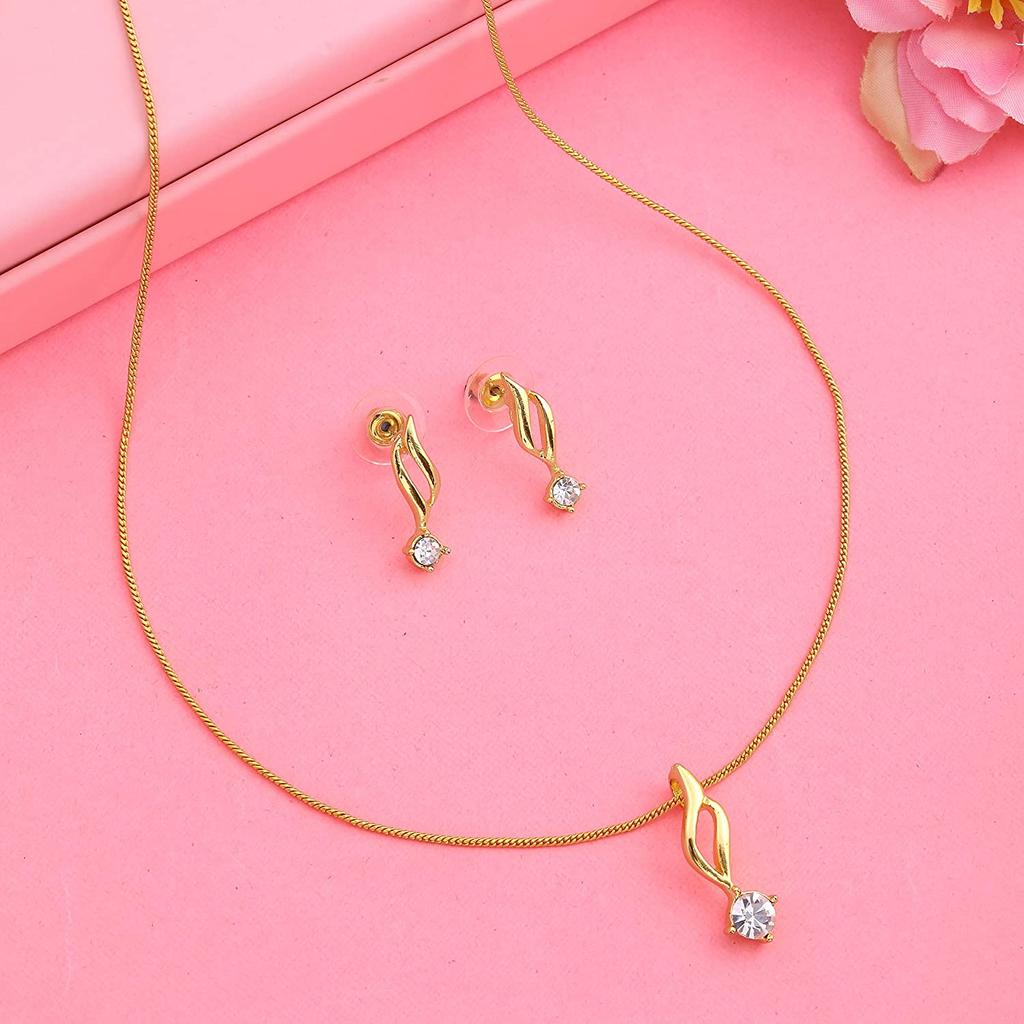 Estele vergoldetes Solitär-Anhänger-Set für Damen mit amerikanischen Diamanten