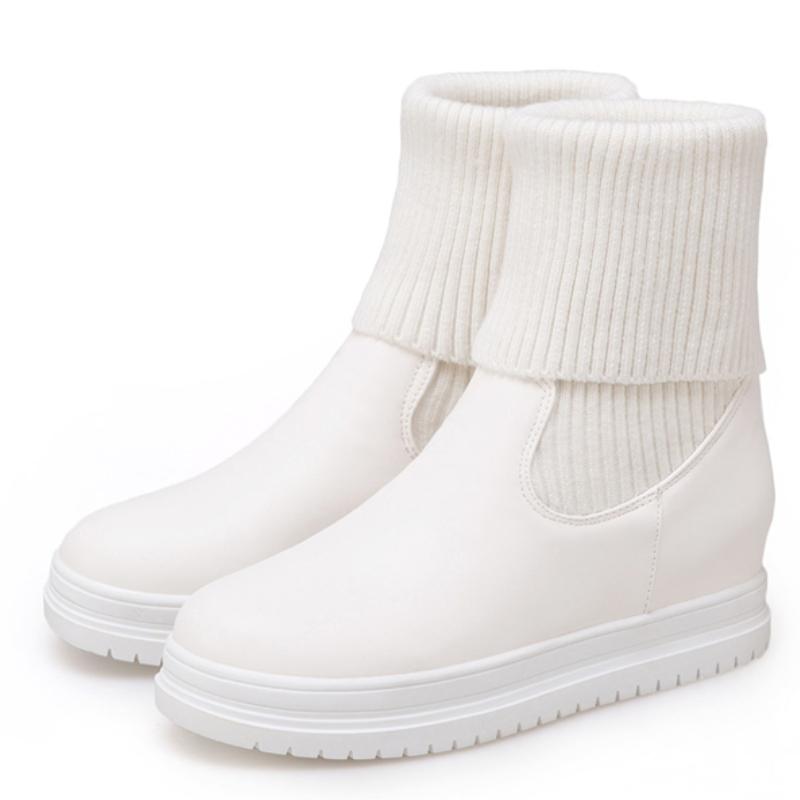 Elastic Socks Ankle Boots Women Winter Autumn Shoes White Comfortable Height Increasing Short Boots Girls Waterproof