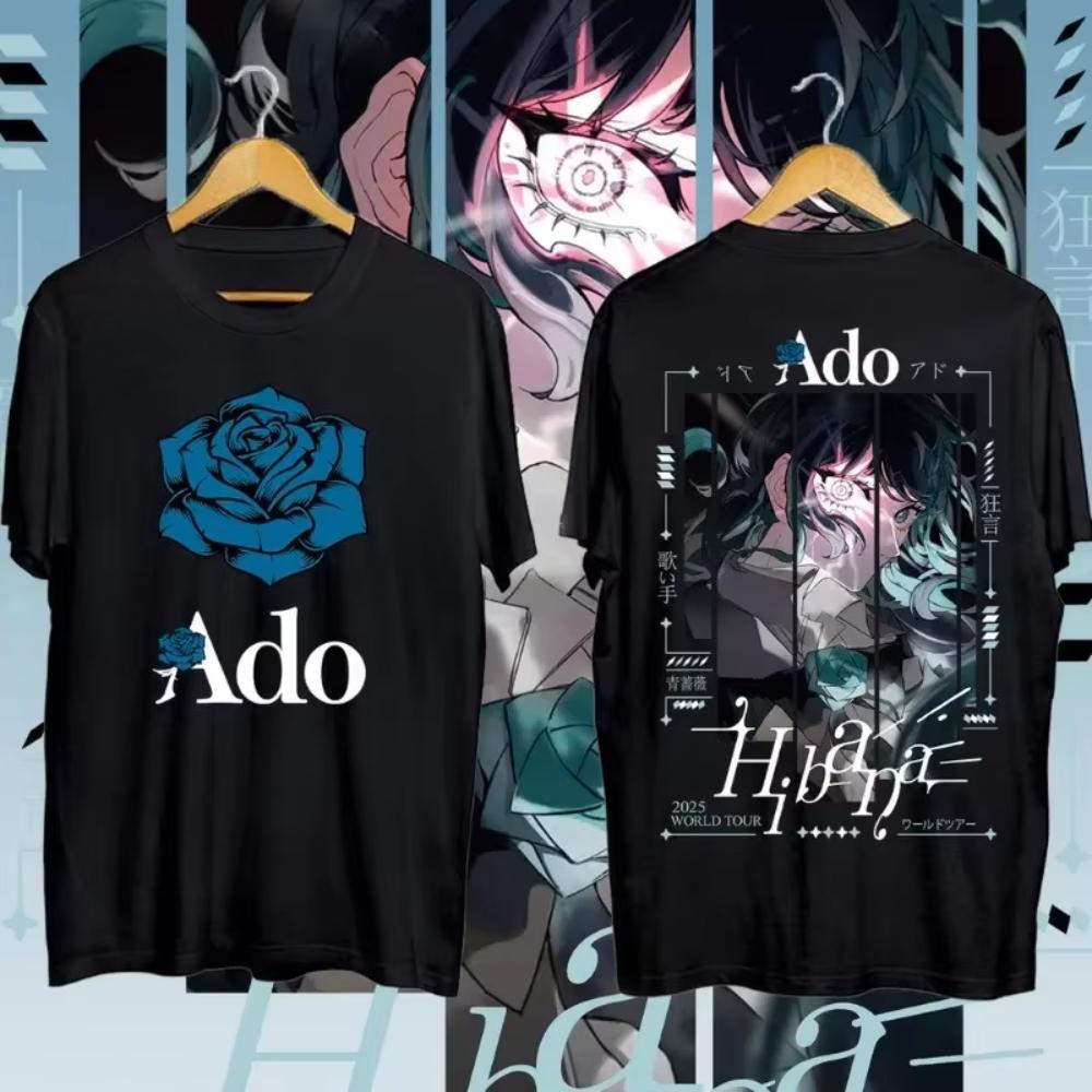2025 Men Women Tshirt NEW ADO World Tour T-Shirt Black and White Round Neck Hibana 2 Colors Cotton T-shirt Comfortable Top Tees