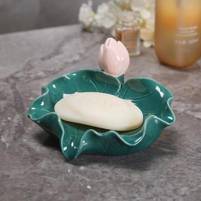 Portasapone in Ceramica Rima di Loto - Decorazione per Bagno e Ufficio