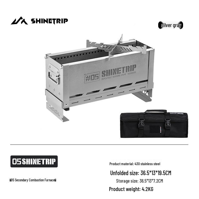 

ShineTrip Portable Folding Wood Stove for Camping - Compact Stainless Steel Design for Boiling Water and Cooking