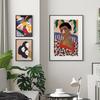Abstract Lines Girl Vase Flowers Illustration Wall Art Canvas Painting Nordic Poster And Prints Pictures For Living Room Decor