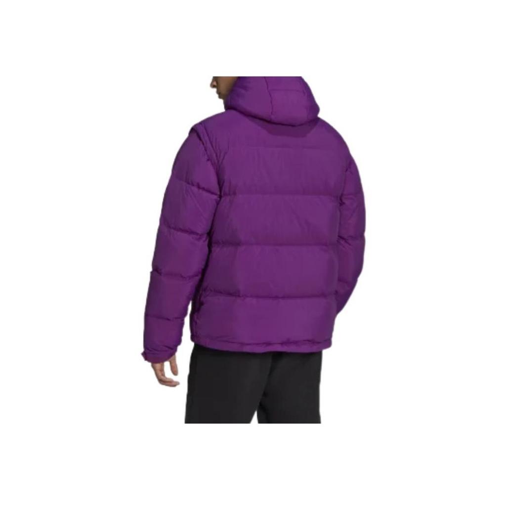 Adidas Originals Embroidered Logo Hooded Down Jacket With Zip Men Outerwear Purple H13575
