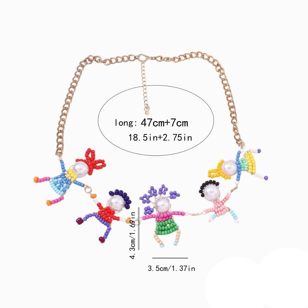 Imitation Pearls Cartoon Beads Chokers 3D Character Collar Beaded Neck Chain Character Chokers Necklaces Elegant Design