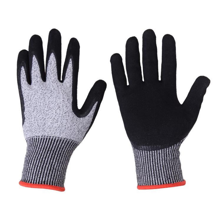 Nitrile Work Gloves with Sandy Coated Palm Rubber Anti-Cut Liner Oven Mitts with Enhanced Cut-Resistant Protection