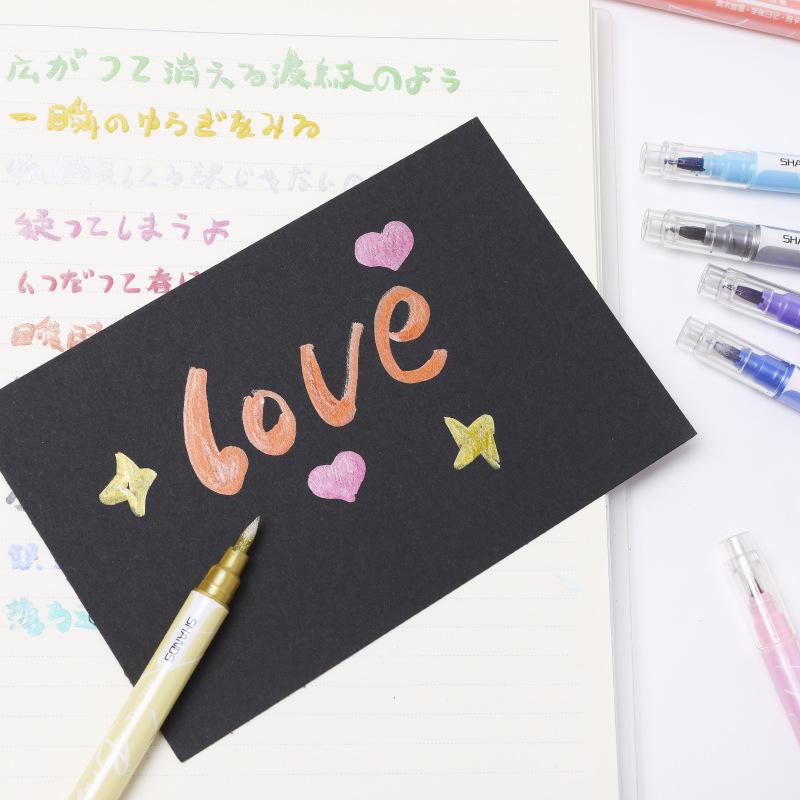 12pcs Metal Ink Brush Pens Set Double Ended Metallic Color Drawing Art Marker Liner Hand Lettering Calligraphy Painting