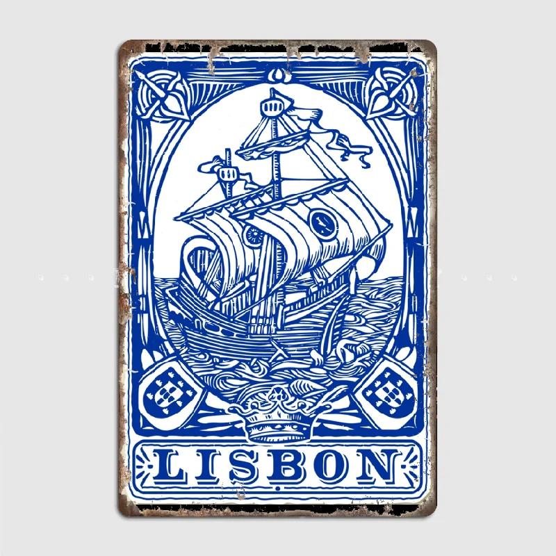 

Azulejo Lisbon Azulejos Lisboa Metal Poster Sign Club Mural Wall Art Plaque Tin Room Decoration Home Decor 20x30cm（7.8x11.8inch）